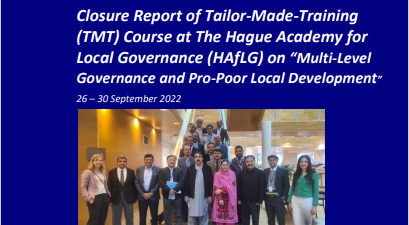 (26-30/09/2022)Tailor-Made-Training (TMT) Course at The Hague Academy for Local Governance (HAfLG) Report