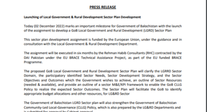 (03/12/2022) Launch of LGRD Sector Plan Development Assignment.
