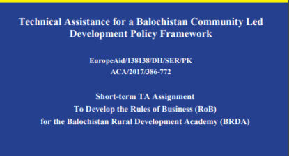 Rules of Business (RoB)  for Balochistan Rural Development Academy (BRDA)
